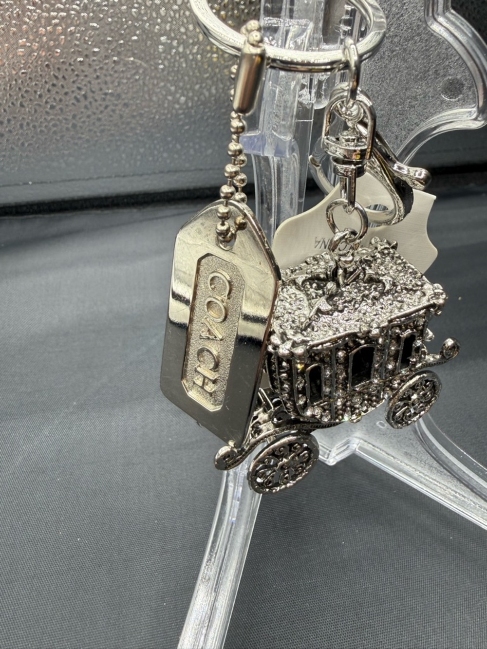 COACH Silver medal authentic hangtag with unbranded keychain